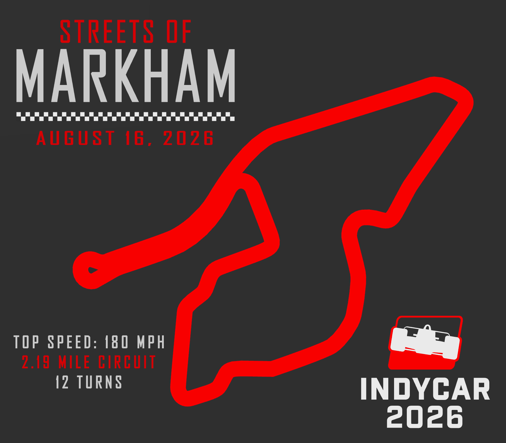 Streets of Markham — IndyCar 2026 3D Printed Track Shadow Box
